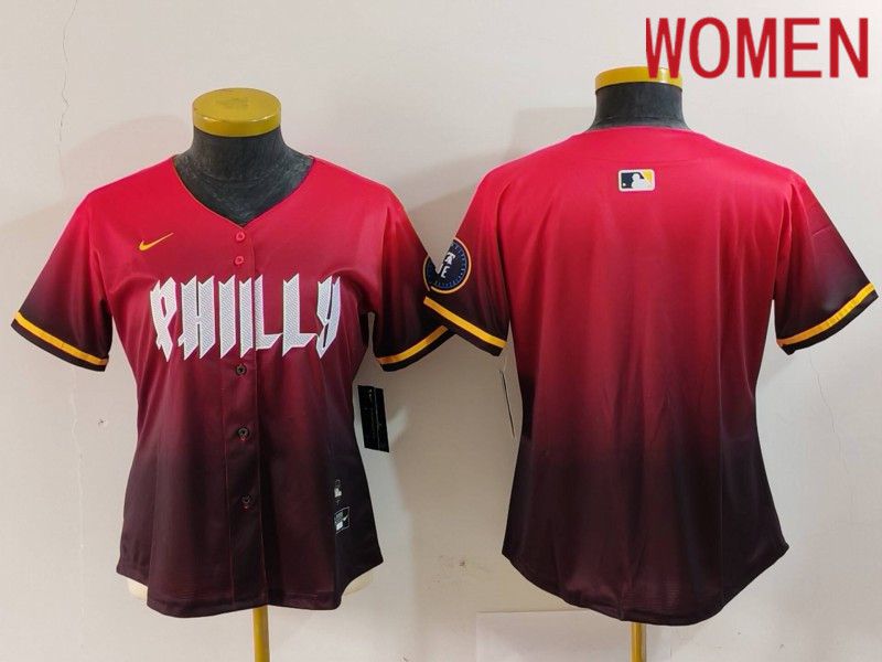 Women Philadelphia Phillies Blank Red City Edition 2024 Nike MLB Jersey style 1